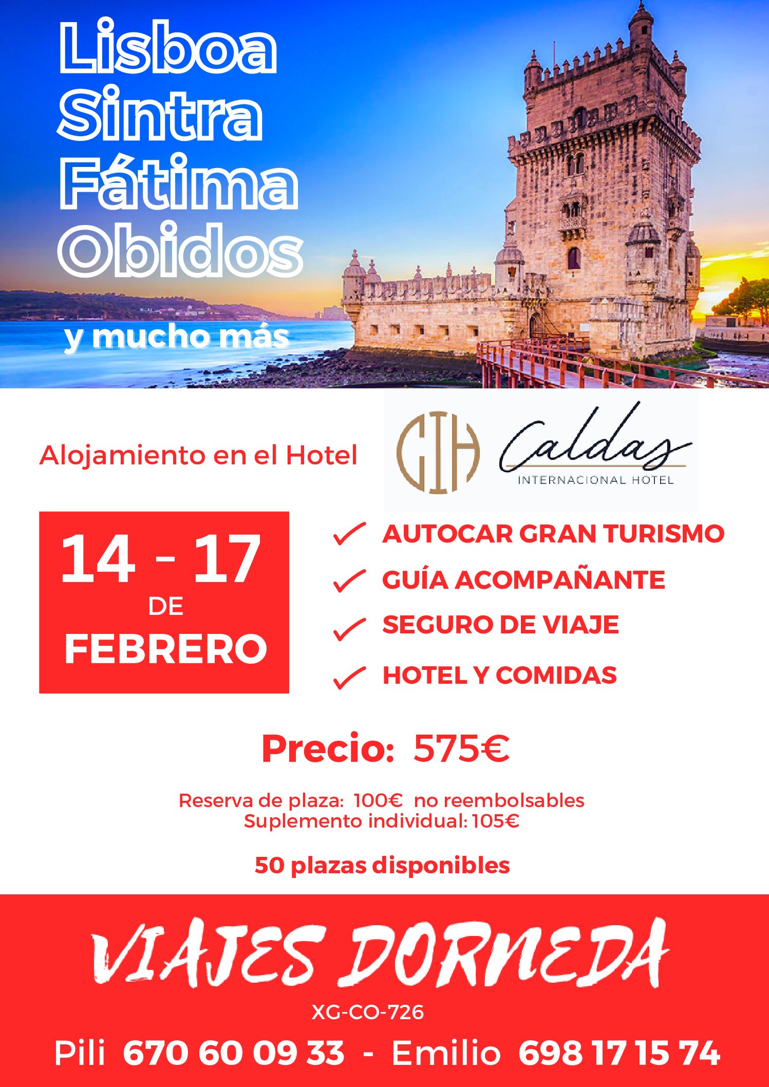 LISBOA, FATIMA, OBIDOS  (14-17 de Febrero 2026)